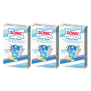 Sonic Singles To Go Powdered Drink Mix, Ocean Water, 6 Sticks Per Box, 3 Boxes Included (18 Sticks Total) (BBD: July 2027)