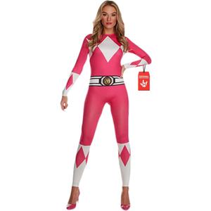Morphsuits Pink Power Ranger Costume Adult Women - Superhero Outfit for Women - Womens Halloween Costumes (Large)