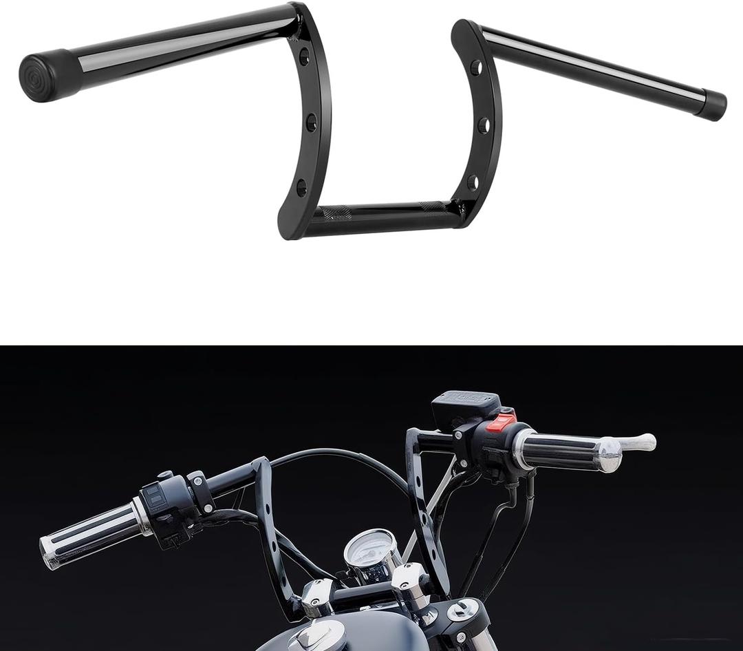 DREAMIZER 1 inch Motorcycle Handlebars Z Bars 25mm Motorcycle Handle Bars For Custom Bobber Chopper Cruisers Softail Dyna Sportster - Black