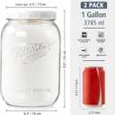 Folinstall 2 Pack 1 Gallon Glass Jar with Lid, Wide Mouth Mason Jars, Large Glass Flour Storage Containers with Airtight Lids, Candy Jar Safe for Cookie, Kombucha, Pickle, Sugar