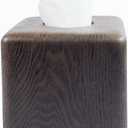 Hymmah Wooden Texture Square Tissue Box Cover Cube Tissue Holder Unique Design Klenex Box Dispenser for Bathroom Vanity Counter Tops Also Great for Bedrooms and Living Rooms