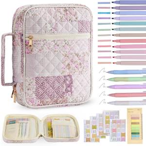 Bible Cover Case for Women Large Bible Cover Bag Quilted Bible Carrying Case for Girls Bible Study Supplies Accessories Christian Gifts for Women (Purple Floral, Large)