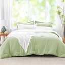 Queen Comforter Set Light Green Bedding Set, 7 Pieces Soft Bed in a Bag with Comforter, Sheets, Pillowcases & Shams, All Season Boho Queen Bed Set