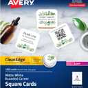 Avery Clean Edge Printable Square Cards with Sure Feed Technology, Rounded Corners, 2.5" x 2.5", White, 180 Blank Cards for Laser Printers (35703)