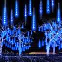 JJGoo Christmas Lights Meteor Shower Rain Lights, 10 Tube 12 inch 240 LEDs Icicle Light Outdoor Raindrop Light for Xmas Halloween Wedding Party Tree Holiday Decoration (Blue)