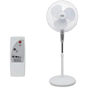 BLACK+DECKER 18-Inch Stand Fan with Pedestal Base, Height Adjustable Pedestal Fan with Remote and Touch Control Panel, Free Standing Fan with 90-Degree Oscillating and 3-Speed Settings, Black