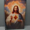 Sacred Heart of Jesus Wall Art Picture Divine Mercy Picture Canvas Wall Decor Christian Religious Christ Jesus Portrait Poster Prints Artwork for Living Room Bedroom Room Office Home Decoration 16"L x 24"W