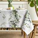 Horaldaily Spring Tablecloth 6060 Inch Square, Green Eucalyptus Washable Seasonal Table Cover for Party Picnic Dinner Decor