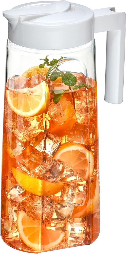 Amazing Abby - Slim - Tritan Pitcher (64 oz), Unbreakable Plastic Water Pitcher with Lid, BPA-Free, Heat-Resistant, Dishwasher-Safe, Great for Both Iced and Hot Drinks, Indoors and Outdoors, White Amazing Abby - Slim - Tritan Pitcher (64 oz), Unbreakable Plastic Water Pitcher with Lid, BPA-Free, Heat-Resistant, Dishwasher-Safe, Great for Both Iced and Hot Drinks, Indoors and Outdoors, White