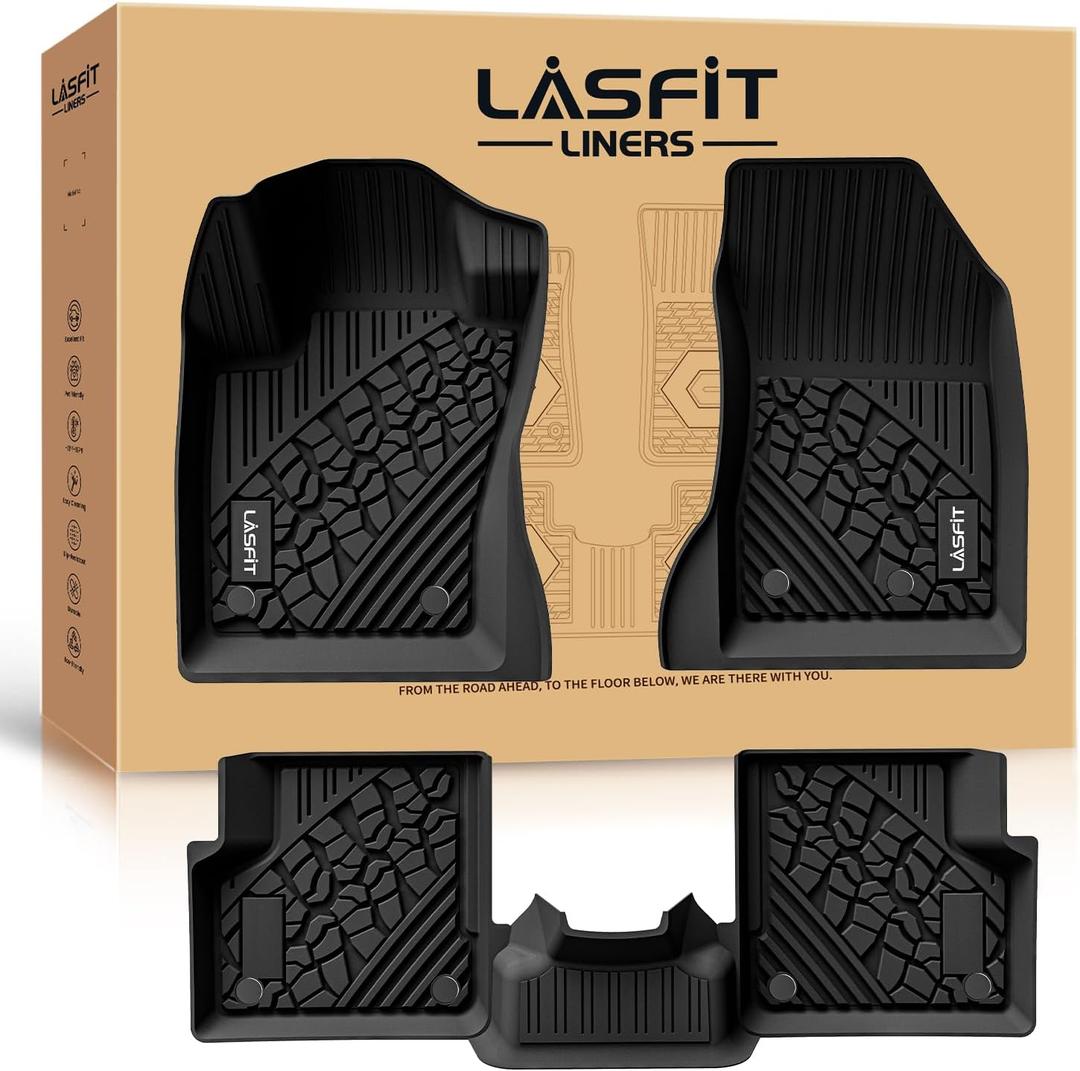 LASFIT Floor Mats for Jeep Renegade 2015-2023 | All Weather, TPE, Custom Fit, Car Mats, Floor Liners, 1st & 2nd Row, Black