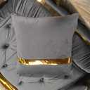 WILLIAMSPACE 90.6" Velvet Sectional Sofa Couch for Living Room, Modern Luxury 3 Seater Chesterfield Button Tufted Sofa with Gold Stainless Steel Accents for Living Room, Comfy Furniture, Gray