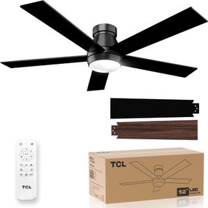 TCL 52" Black Ceiling Fan with Light and Remote, Modern LED 3-Color, 3CCT, Quiet Motor for Bedroom, Living Room, Dining Room, Ceiling Fans with Lights (Black) TCL 52" Black Ceiling Fan with Light and Remote, Modern LED 3-Color, 3CCT, Quiet Motor for Bedroom, Living Room, Dining Room, Ceiling Fans with Lights (Black)