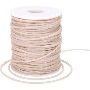 PH PandaHall Pandahall 54.68 Yards/Roll 2mm Hollow Pipe Tubuing Rubber Cord with 1mm Hole Solid Tube Plasic Spool (Tan)