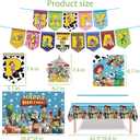 Cartoon Birthday Decorations, Cartoon Party Supplies - Happy Birthday Banner Balloons Plates Backdrop Cake Toppers Tablecloth Hanging Swirls Stickers