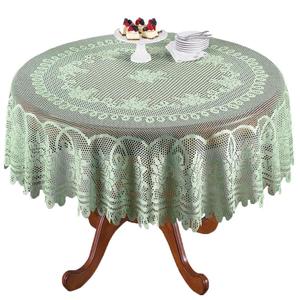 WUBODTI Christmas Green Lace Round Tablecloth for Holiday Festival Party Banquet, Vintage Floral Table Cloth Cover for Dining Room Kitchen Tables, 70 Inch Round