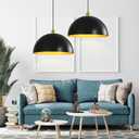 Black-Farmhouse Pendant-Light Hanging-Lamp Fixtures - 20 inch Kitchen Island Pendant Lights Industrial Dome Ceiling Lighting Dining Room Large Vintage Light for Indoor Black (20 inch (2PCS))