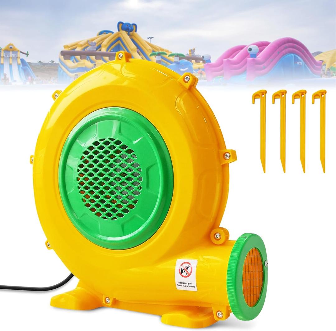 Bounce House Blower: 550W Air Blower for Inflatables with Double Sided Fan Blade, Portable and Powerful for Bouncy Castle, Water Slide, Jump Slides, Inflatable Arch