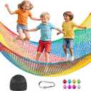 TOPNEW Double Layers Climbing Cargo Net - 9.9FT x 14.8FT Heavy Duty Playground Safety Net for Kids Backyard, Tree Fort & Jungle Gyms | Treehouse Accessories with Storage Bag & Carabiners(Coloured) (Multicolor)