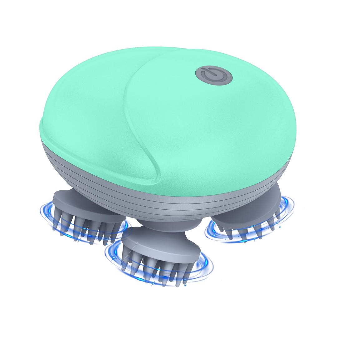 KeeKit IPX6 Waterproof Cordless Green Pet Massager, 4 Heads and 96 Nodes, Portable Handheld Scratcher for Dogs and Cats 