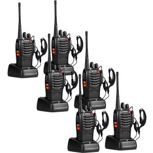 pxton Two Way Radios Long Range Walkie Talkies for Adults with Headphones,16 Channel Handheld 2 Way Radio Rechargeable with Flashlight Li-ion Battery and Charger6 Pack