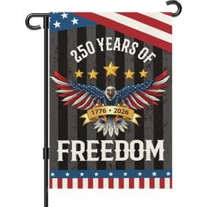 2 x 250 Anniversary Usa Garden Flags for Outside, 250 Anniversary USA Flag 1776-2026 Commemorative Patriotic Yard Sign Outdoor Design Banner 4th of July Decorations Double Sided Waterproof Flag with Eagle Design 250 Year American Flag 12x18 Inch