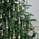 24 Pcs Mercury Glass Teardrop Ornaments for Christmas Tree Raindrop Christmas Ornaments Clear Hanging Decoration Vintage Crystal Chandeliers Winter Party Decor(Vintage Sliver)