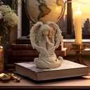 INLOMEM Praying Angel Figurine, Sculpted Hand-Painted Figurine, Angel Wings Statue for Home Decor or Garden, First Communion Gifts for Girls, Religious Gifts for Women (Granite)