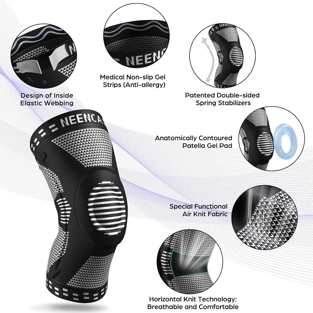 NEENCA Professional Knee Brace for Pain Relief, Medical Knee Support with Patella Pad & Side Stabilizers, Compression Knee Sleeve for Meniscus Tear, ACL, Joint Pain, Runner, Workout - FSA/HSA Eligible, XX-Large