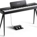 Donner OURA S100 Digital Piano with 88 Key Graded Hammer Weighted Keyboard for Beginner, Full Size Electric Piano Keyboard with Bluetooth, 3 Original Demos, LOCAL OFF, 210 W, Piano Three Pedal, Black