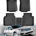 All Weather Floor Mats for Ford Fusion 2010 2011 2012, Custom Fit for Front 2nd Backseat Row Liners for Lincoln MKZ, TPE Heavy Duty Non-Slip Odorless Black Car Accessories for Mercury Milan 2010-2011