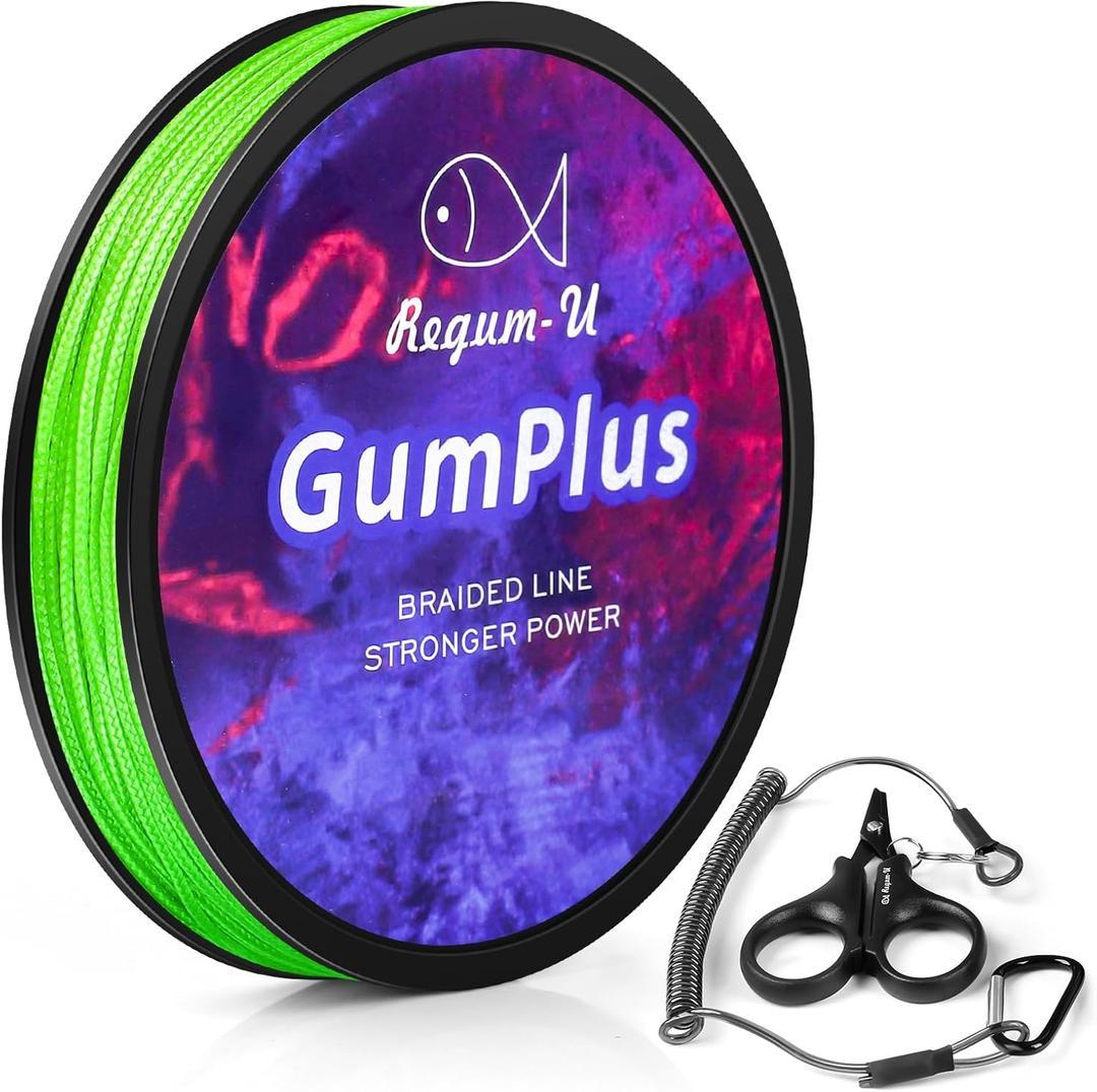 GumMAX 545/1093/1640yds 5-100LB 8X Braided Fishing Line Abrasion Resistant Superline Zero Stretch & Smaller Diameter Confuse & Never Fade in Saltwater and Freshwater (Neon Green)
