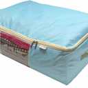 Madam Sew Quilt Blanket Storage Bag|Blanket Organizer|Comforter Storage for Clothes, Quilts, Bedding|Linen Bag Storage with Visible Front Panel, Strong Handles & 2-Way Zipper - Turquoise 22x15x8"