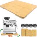 Appliance Slider 360 Rolling Tray for Coffee Maker Bamboo Coffee Pot Slider Tray for Countertop Rotation Sliding Tray with Wheels, Appliances Mat Easily from Under The Cabinet Natural(15.7"13")