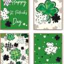 2 x LARTSFRO St Patricks Day Decorations Wall Art Prints, Green Lucky and Blessed Poster for Room Aesthetic Prints for Nursery Baby Kids Living Room Bedroom, Spring Gifts 10x8 Inch Set of 4 Unframed