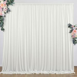 10 ft x 10 ft Wrinkle Free Ivory Backdrop Curtain for Wedding Parties, Polyester Ivory Photo Backdrop Drapes 2 Panels 5x10ft for Baby Shower Photoshoot Engagement Birthday Party Photography Background