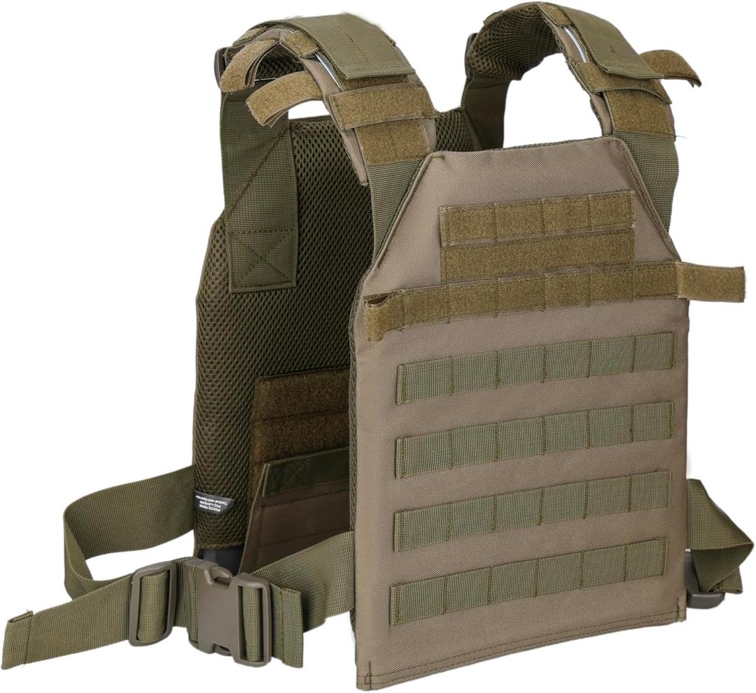 Greencity Weight Vest Adjustable Strength and Endurance Training, Tactical Vest Quick Release with Molle System, Fitness Workouts, Running, Green