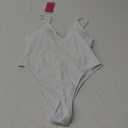 HYPERFIRE Women's Sexy V Neck One Piece High Cut Swimsuits Tummy Control Slimming Monokini (Medium, White)