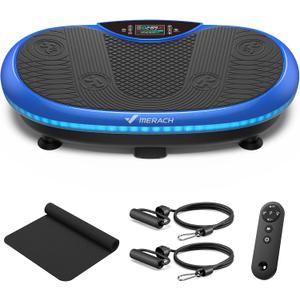 MERACH Vibration Plate Exercise Machine, 4D Whole Body Workout Vibrating Platform for Lymphatic Drainage Weight Loss Muscle Activation, Home Fitness Equipment with Bluetooth Light Pull Cord