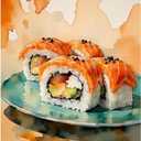 Sushi Roll Paint by Numbers Kit for Adults - DIY Salmon Sushi on Plate Painting on Canvas, Acrylic Paint Set, Suitable for Beginners, Food Art for Home Decoration or Gifts(16X20IN Framed)