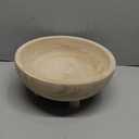 Wooden Decorative Bowl | 11" Large Wood Fruit Bowl for Kitchen Counter | Key Bowl for Entryway Table, Table Centerpieces, Shelf, Coffee Table | Natural Organic Paulownia Wood Bowl with Base | White