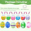 12 Pcs Inflatable Easter Eggs Outdoor Decorations, Large Blow up Easter Egg Decorations for Front Door, Porch or Garden, Easter Holiday Atmosphere, Celebrate Easter in Style