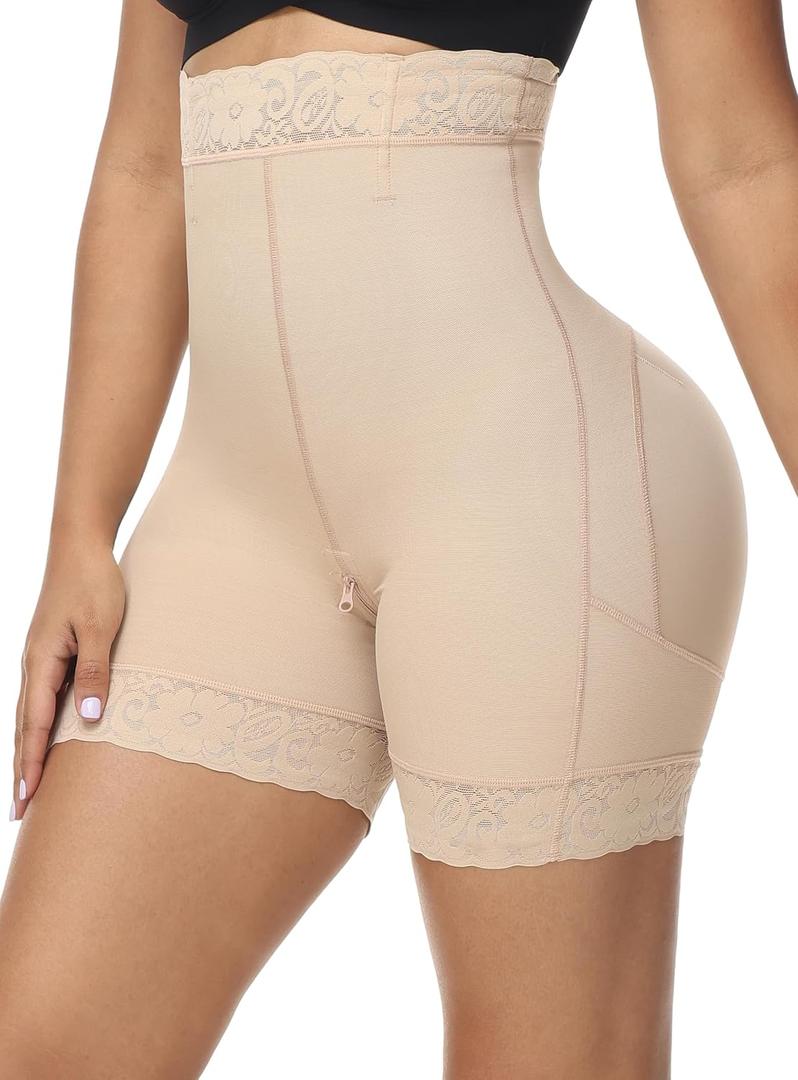 SHAPSHE Shapewear for Women Tummy Control Shorts Body Shaper High Waist Butt Lifter Panties Compression Underwear for Dresse (Large, Beige)