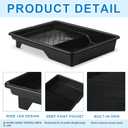 Barydat 4 Pcs 9 Inch Paint Plastic Tray with Deep Pockets and Textured Ridge Heavy Duty Paint Roller Tray with Sturdy Legs Home Improvement Supplies for 9 Inch Roller Brushes, Black