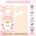 Wooden Tooth Fairy Door Hanger Sign with Keepsake Bottle Coins Pouch, Tooth Fairy Tooth Holder Encouraging Gift for Lost Teeth Boy Girl(Pink)