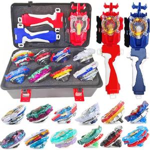 Battling Tops Box Set, Burst Gyro Toys 12 Spinning Tops + 2 Launchers + Stickers Combat Battling Game with Portable Box Gift for Kids Children Boys