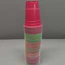 xo, Fetti Pink, Orange + Green Plastic Cups - 50 Disposable 16 oz Cups |Final Fiesta Bachelorette Decorations, Rave Birthday Party Favors, Cinco de Mayo Neon Drinkware Supplies