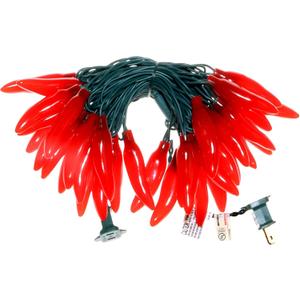 35 LED Red Chili Pepper Christmas Lights, Commercial Grade Home Decorative Lighting String Green Wire 18 FT, for Kitchen, Living Room, Party, Garden, Patio. 35 LED Red Chili Pepper Christmas Lights, Commercial Grade Home Decorative Lighting String Green Wire 18 FT, for Kitchen, Living Room, Party, Garden, Patio.