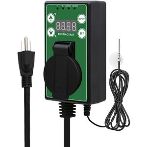 EAGLE PEAK Digital Heat Mat Thermostat Controller -4 to 108 F for Heat Mat, Greenhouse, Heater Fan, Seedling, Germination, Fermentation and Reptiles, 15A/1500W, 1 Pack