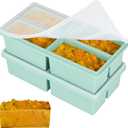 Silicone Freezer Trays with Lids - 1 cup soup freezer container large ice cube molds - with Reinforced Steel Ring Top, Silicone Freezer Containers, Freeze and Store Soups, Sauces, Leftovers-2 Packs (Green)