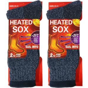 USBingoshop 2 Pairs Mens Heat Thick Insulated Extreme Boot Winter Thermal Socks 10-13 (2pk-blue-hs1)